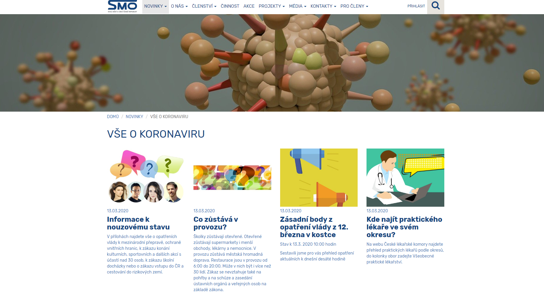Stránka na webu Svazu měst a obcí Vše o koronaviru Stránka na webu Svazu měst a obcí Vše o koronaviru
