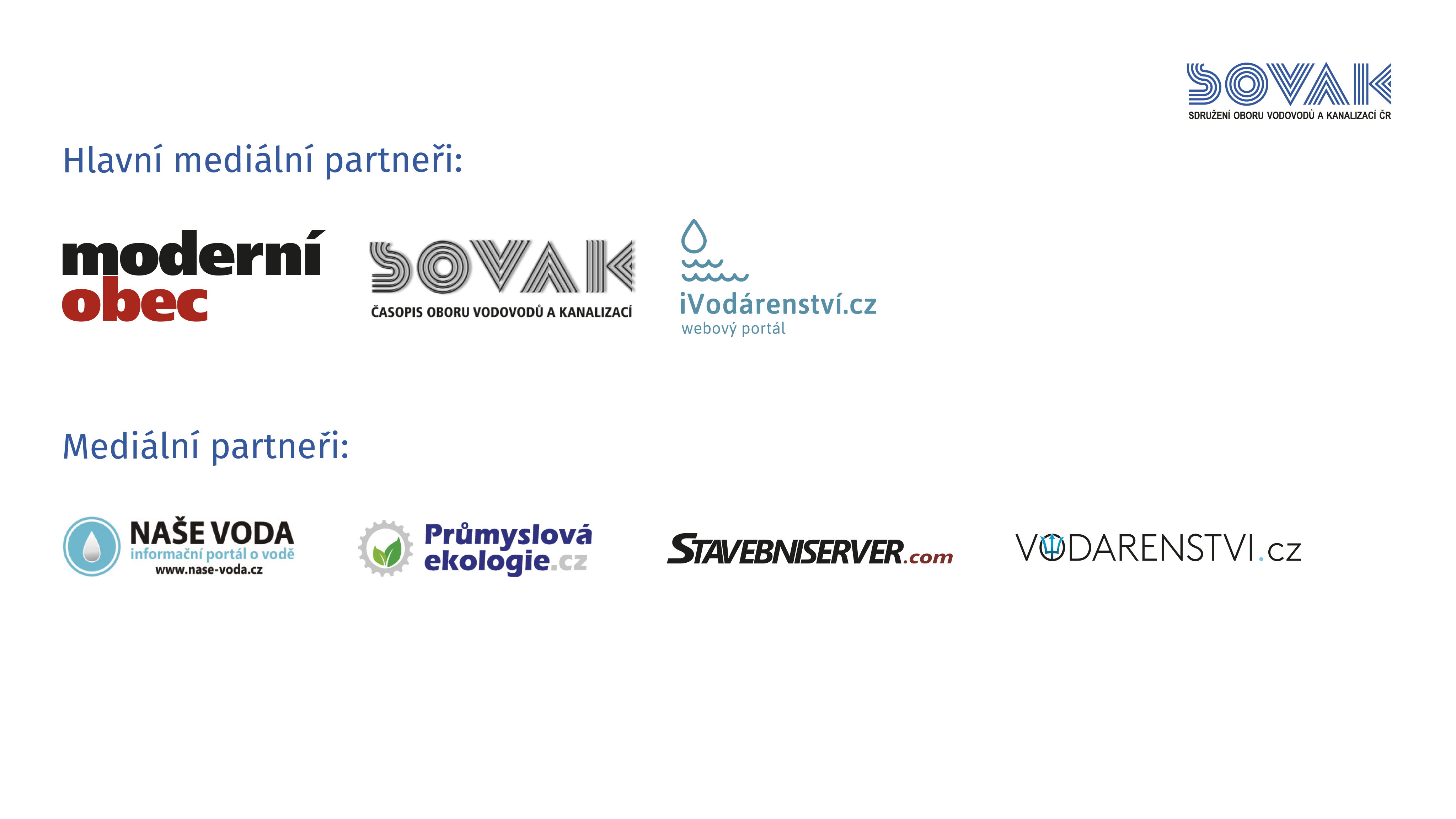 Hlavní mediální a mediální partneři webkonference Provoz vodovodů a kanalizací 2020