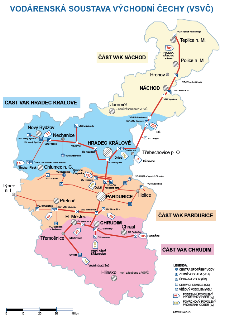 Mapa Vodárenské soustavy Východní Čechy, zdroj Královéhradecká provozní, a.s. Mapa Vodárenské soustavy Východní Čechy, zdroj Královéhradecká provozní, a.s.
