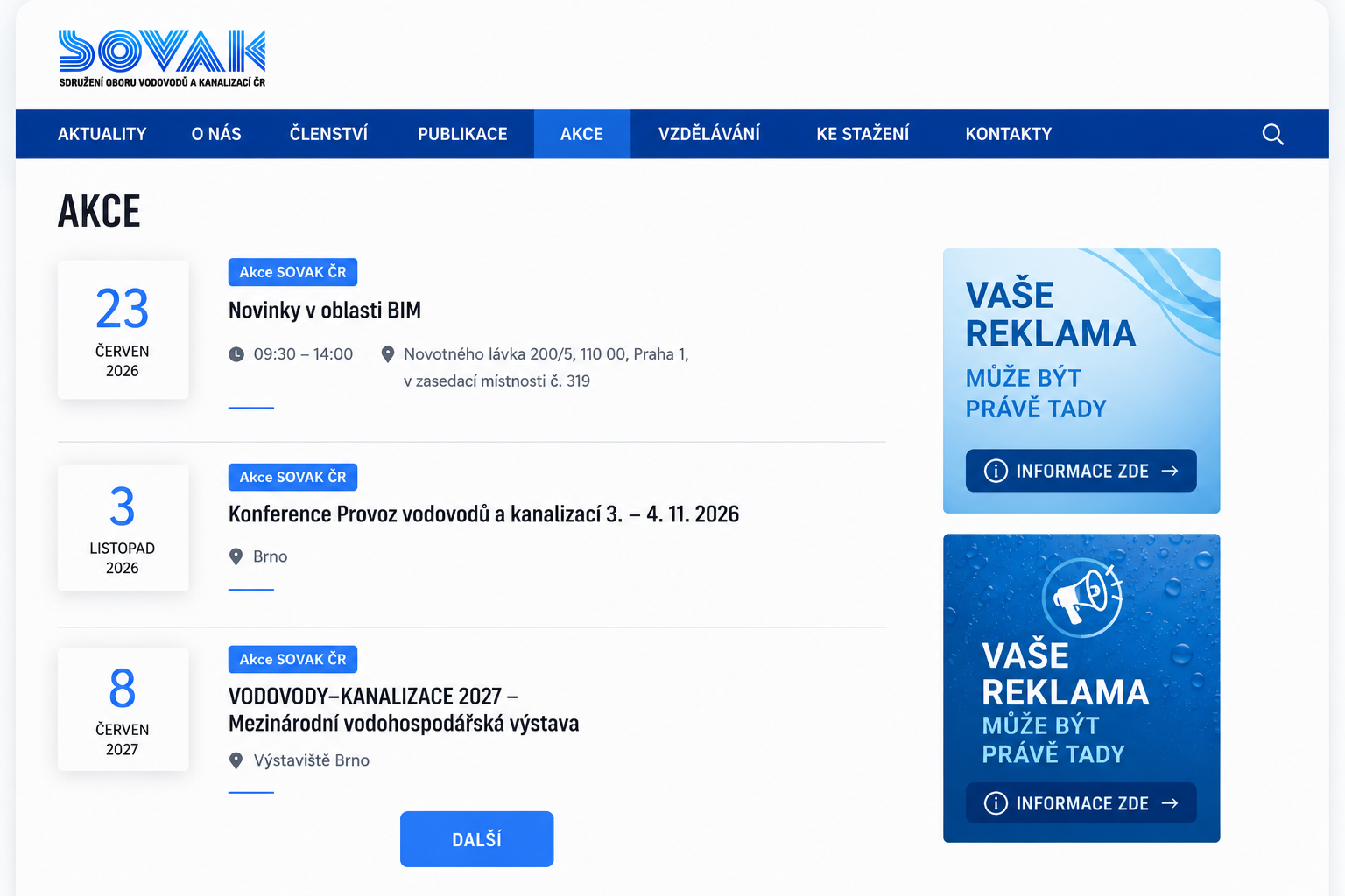 Reklama na webu sovak.cz