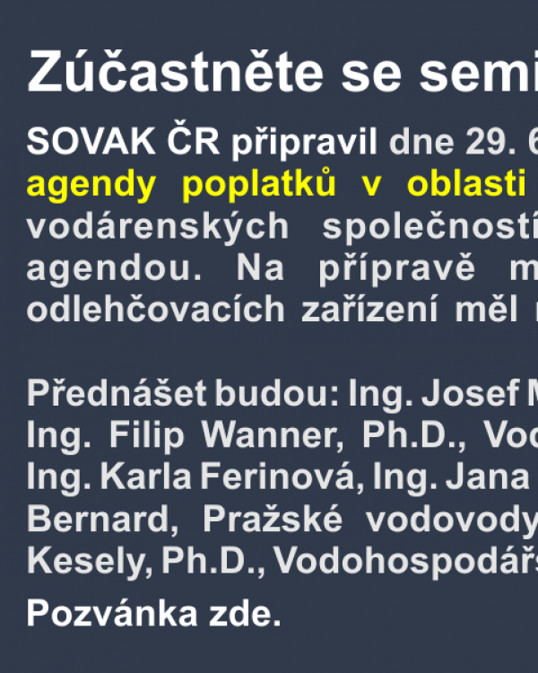 Slider k semináři Metodika SFŽP ČR agendy poplatků v oblasti voda