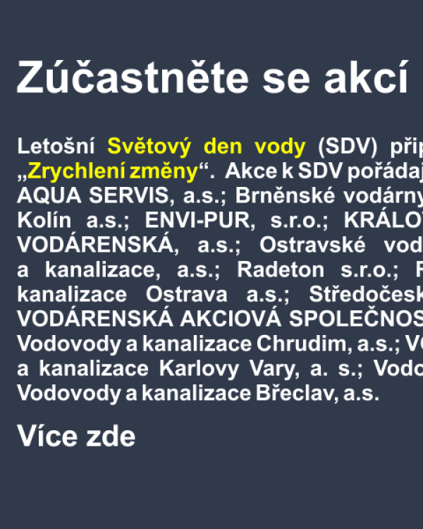Světový den vody 2023 u členů SOVAK ČR