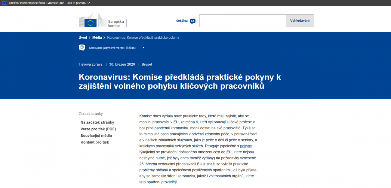 Webové stránky Evropské komise Webové stránky Evropské komise