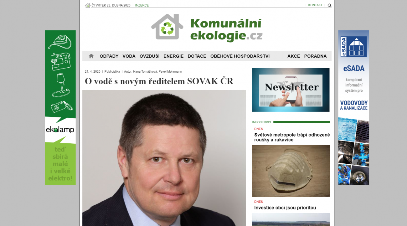 Rozhovor s Ing. Vilémem Žákem, ředitelem SOVAK ČR na serveru Komunální ekologie Rozhovor s Ing. Vilémem Žákem, ředitelem SOVAK ČR na serveru Komunální ekologie