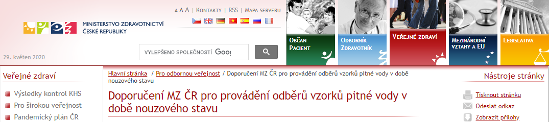 Web Ministerstva zdravotnictví Web Ministerstva zdravotnictví