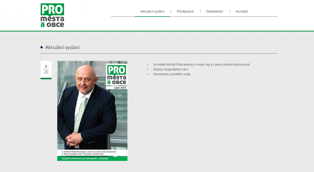Srpnové číslo časopisu Pro města a obec Srpnové číslo časopisu Pro města a obec