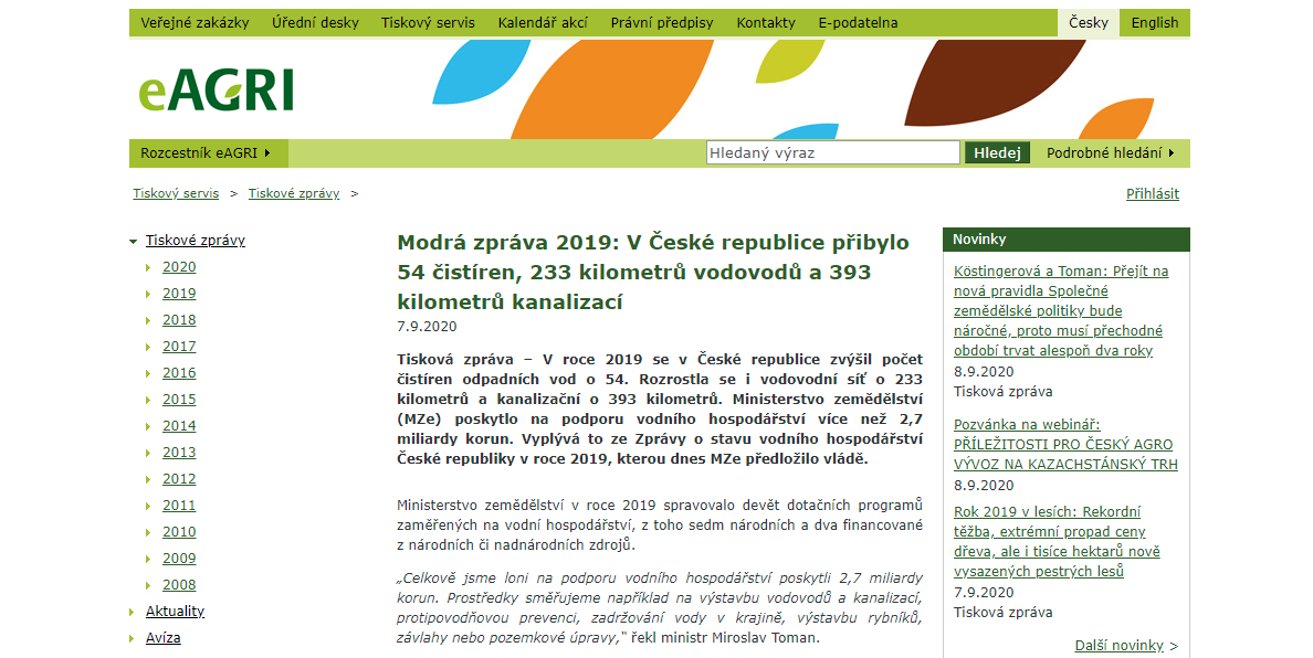 Web Ministerstva zemědělství Web Ministerstva zemědělství