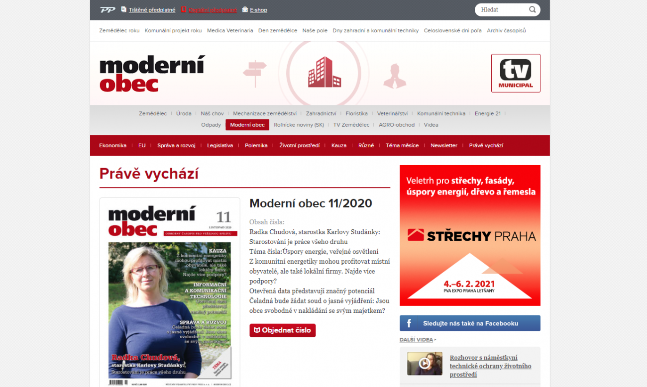 Listopadové číslo časopisu Moderní obec Listopadové číslo časopisu Moderní obec