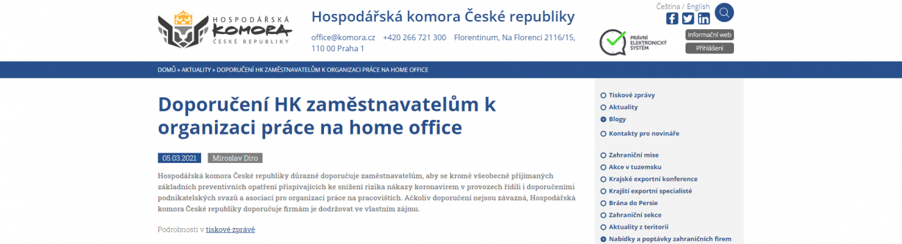 Webové stránky Hospodářské komory ČR Webové stránky Hospodářské komory ČR