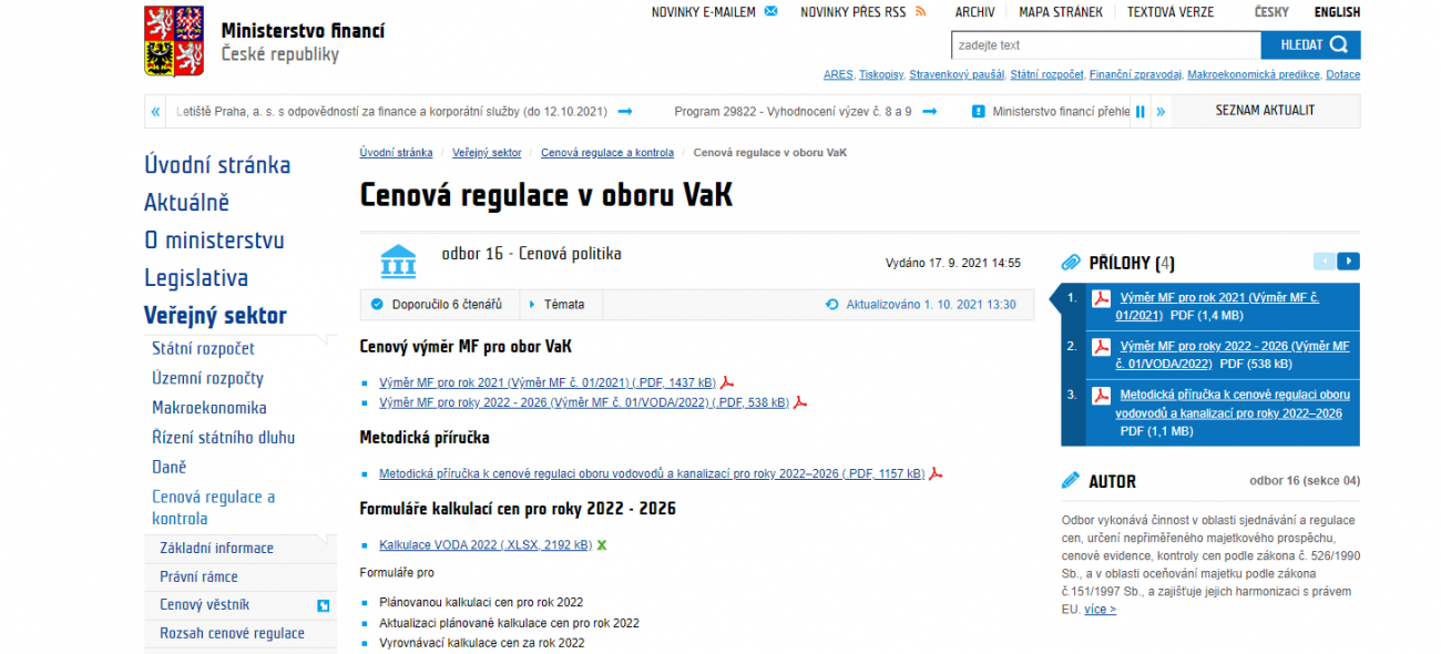 Webové stránky Ministerstva financí Webové stránky Ministerstva financí
