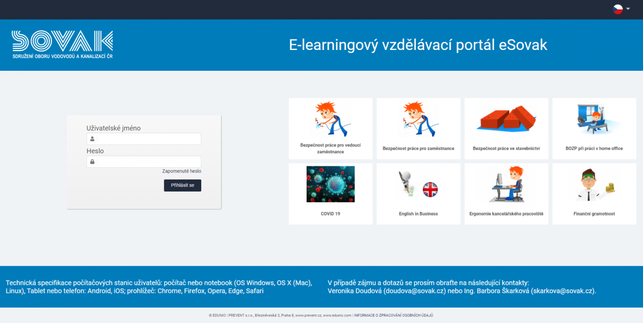 E-learningový vzdělávací portál eSOVAK E-learningový vzdělávací portál eSOVAK