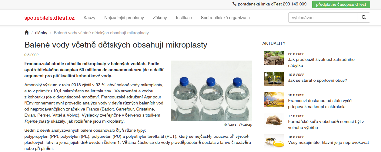 Webové okno spotrebitele.dtest.cz Webové okno spotrebitele.dtest.cz