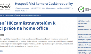 Webové stránky Hospodářské komory ČR